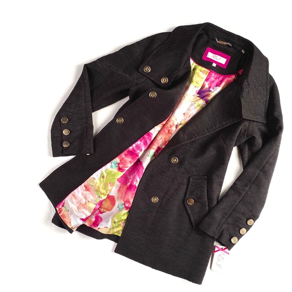 Eliza J | charcoal textured spring boyfriend coat